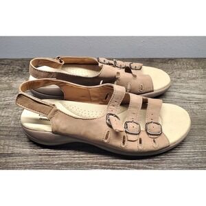 Clarks Sandals Womens Size 9 Saylie Medway Strappy Leather 3 Buckles Brown EUC